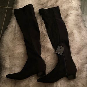 Over the knee Zara point toe suede booths NWT